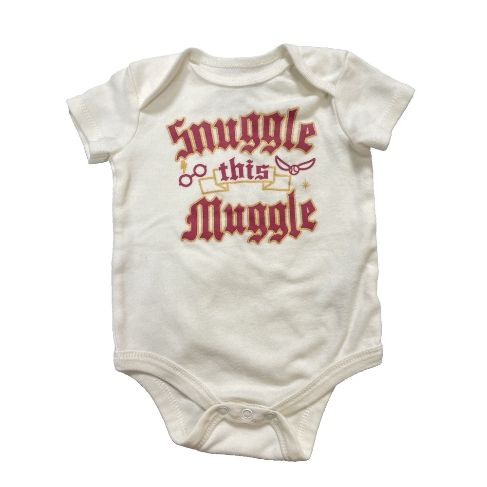 Harry Potter Snuggle This Muggle Baby‎ Ivory Bodysuit  One Piece Sz 3-6 Months